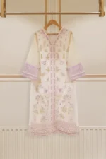 TWO PIECE PURE ORGANZA EMBROIDERED SHIRT