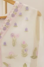 TWO PIECE PURE ORGANZA EMBROIDERED SHIRT