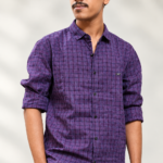 Men Purple Super Slim Fit Checked Full Sleeves Casual Shirt