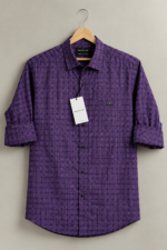 Men Purple Super Slim Fit Checked Full Sleeves Casual Shirt - Image 2