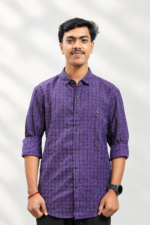 Men Purple Super Slim Fit Checked Full Sleeves Casual Shirt - Image 4